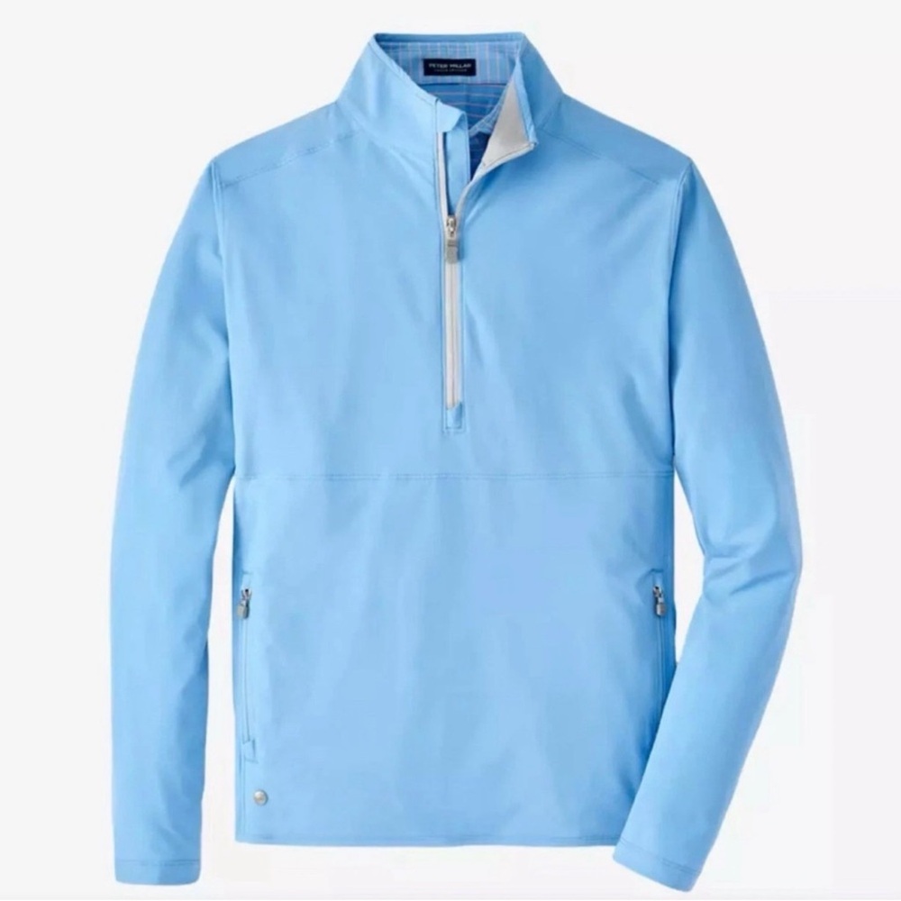 Peter Millar Tahoe Blue Flex Adapt Half Zip Golf Crown Crafted Pullover